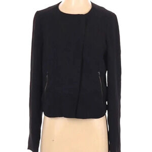 LIKE NEW Ann Taylor LOFT 100% Polyester Black Jacket Blazer in Size 4